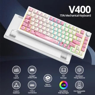SOLIDEE 82-Key 75% Wired Mechanical Keyboard (82 Flower)