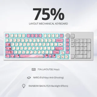 SOLIDEE 82-Key 75% Wired Mechanical Keyboard (82 Flower)