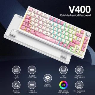 SOLIDEE 82-Key 75% Wired Mechanical Keyboard (82 Flower)