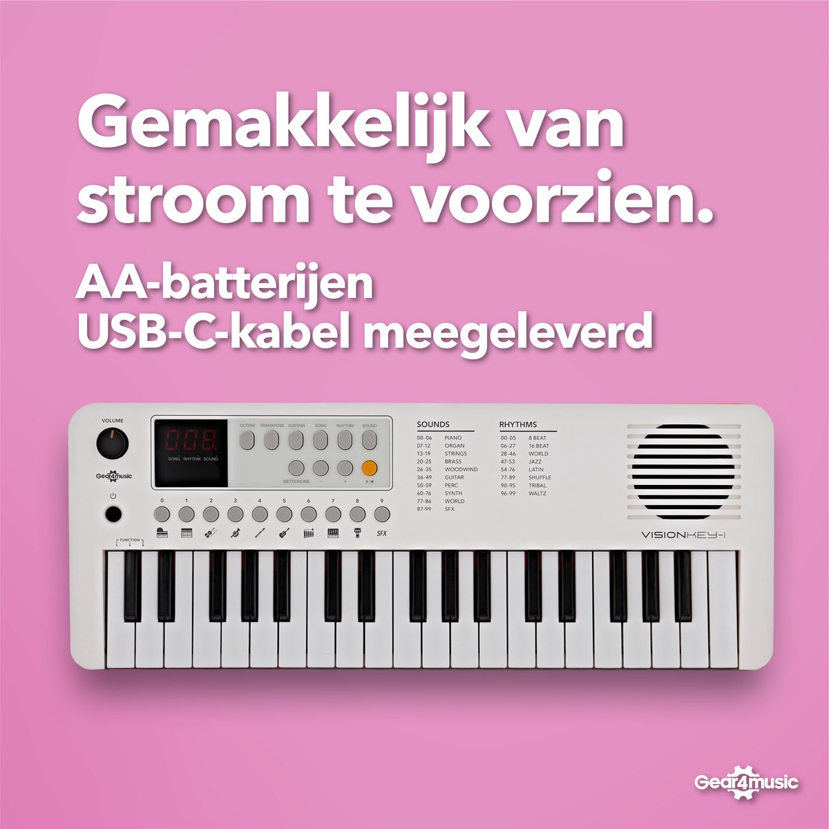 VISIONKEY-1 Mini Keyboard Wit 37 Toetsen
