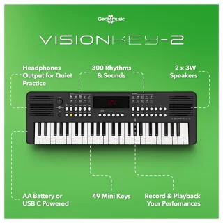 VISIONKEY-2 Draagbaar Keyboard 49-toets Zwart