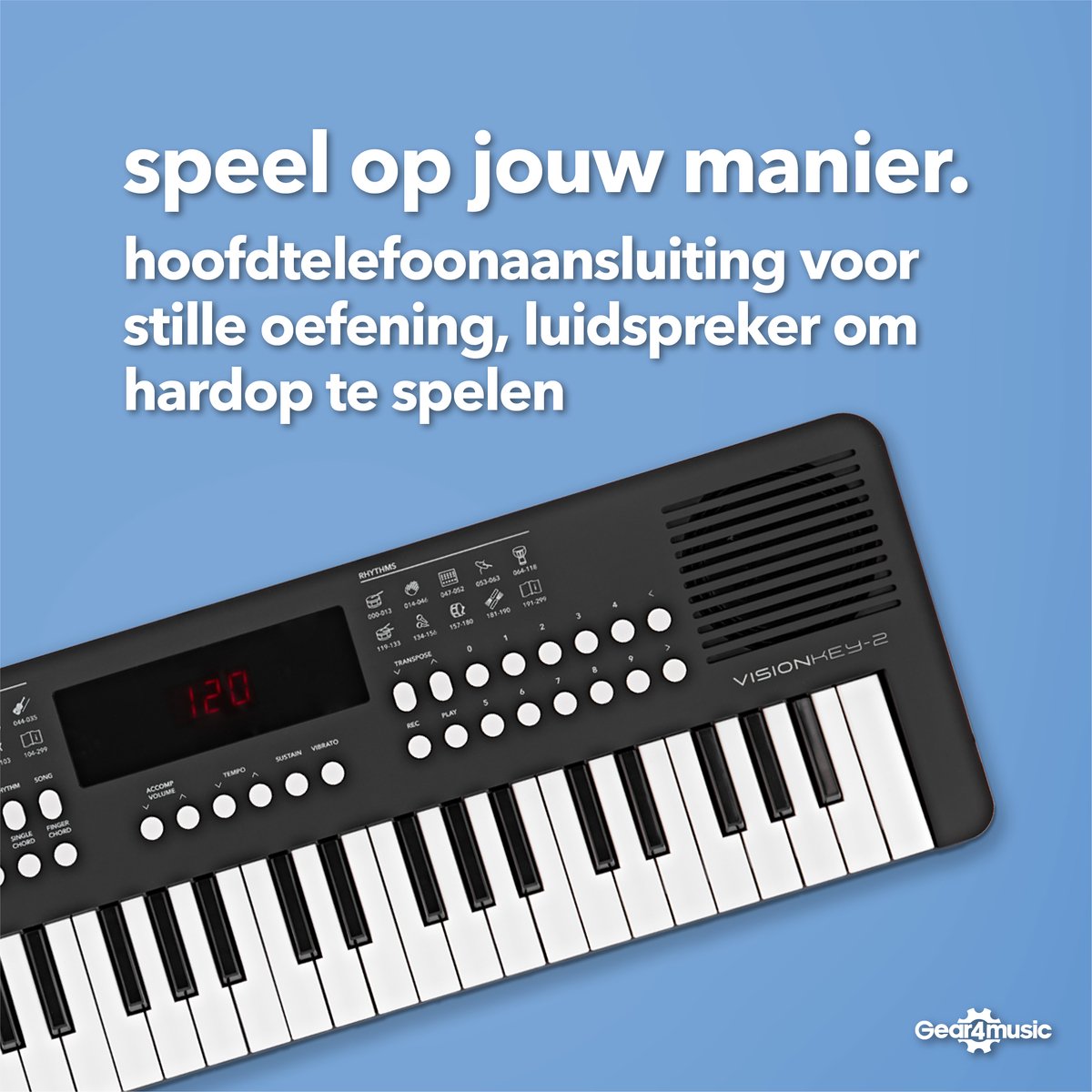 VISIONKEY-2 Draagbaar Keyboard 49-toets Zwart