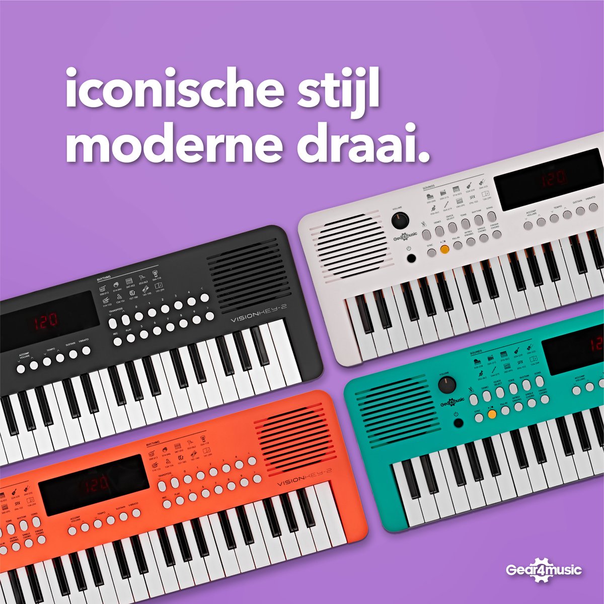 VISIONKEY-2 Draagbaar Keyboard 49-toets Zwart