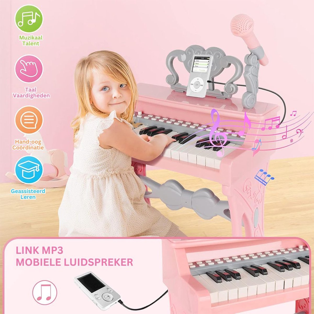 White-label Kinder Piano Roze Grijs