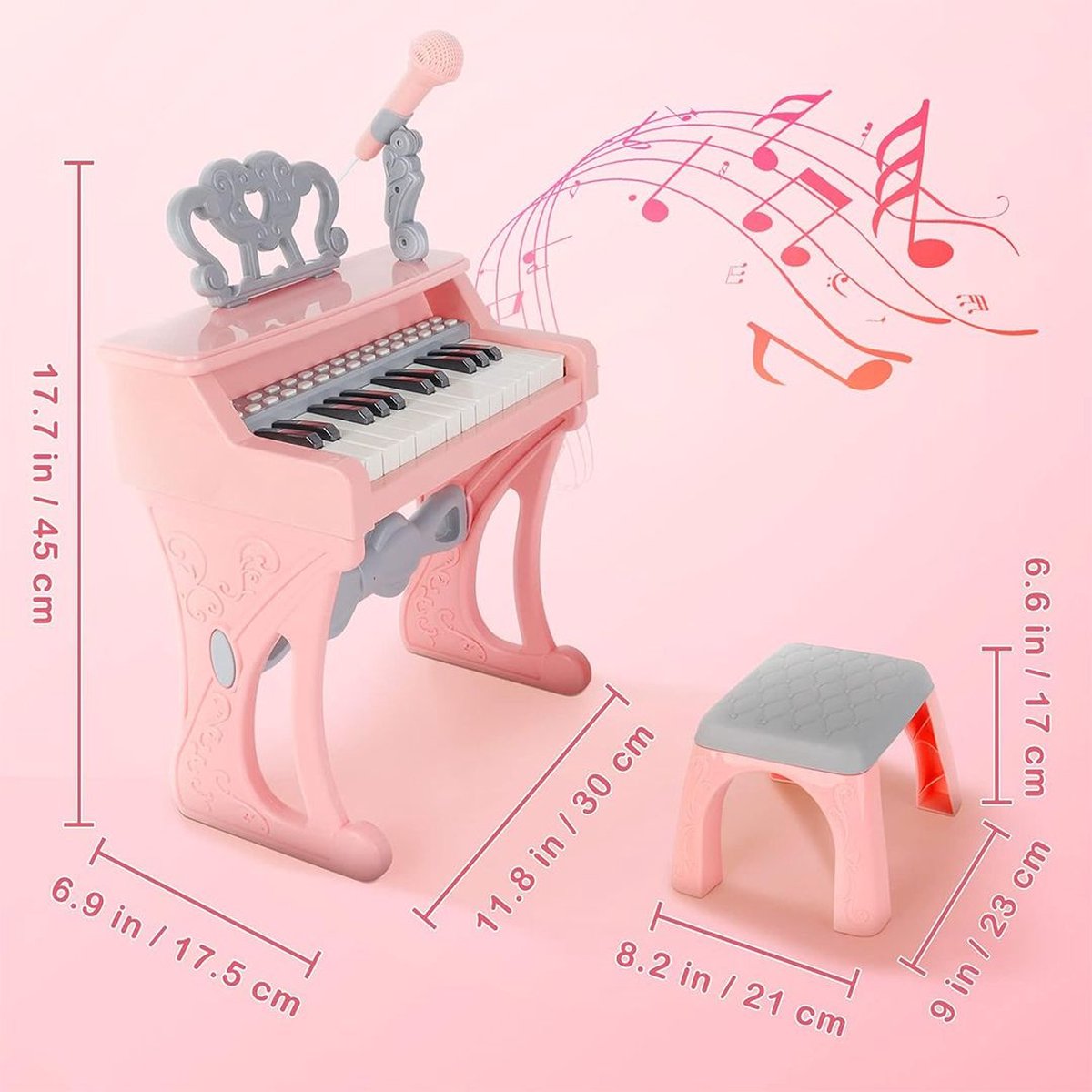 White-label Kinder Piano Roze Grijs
