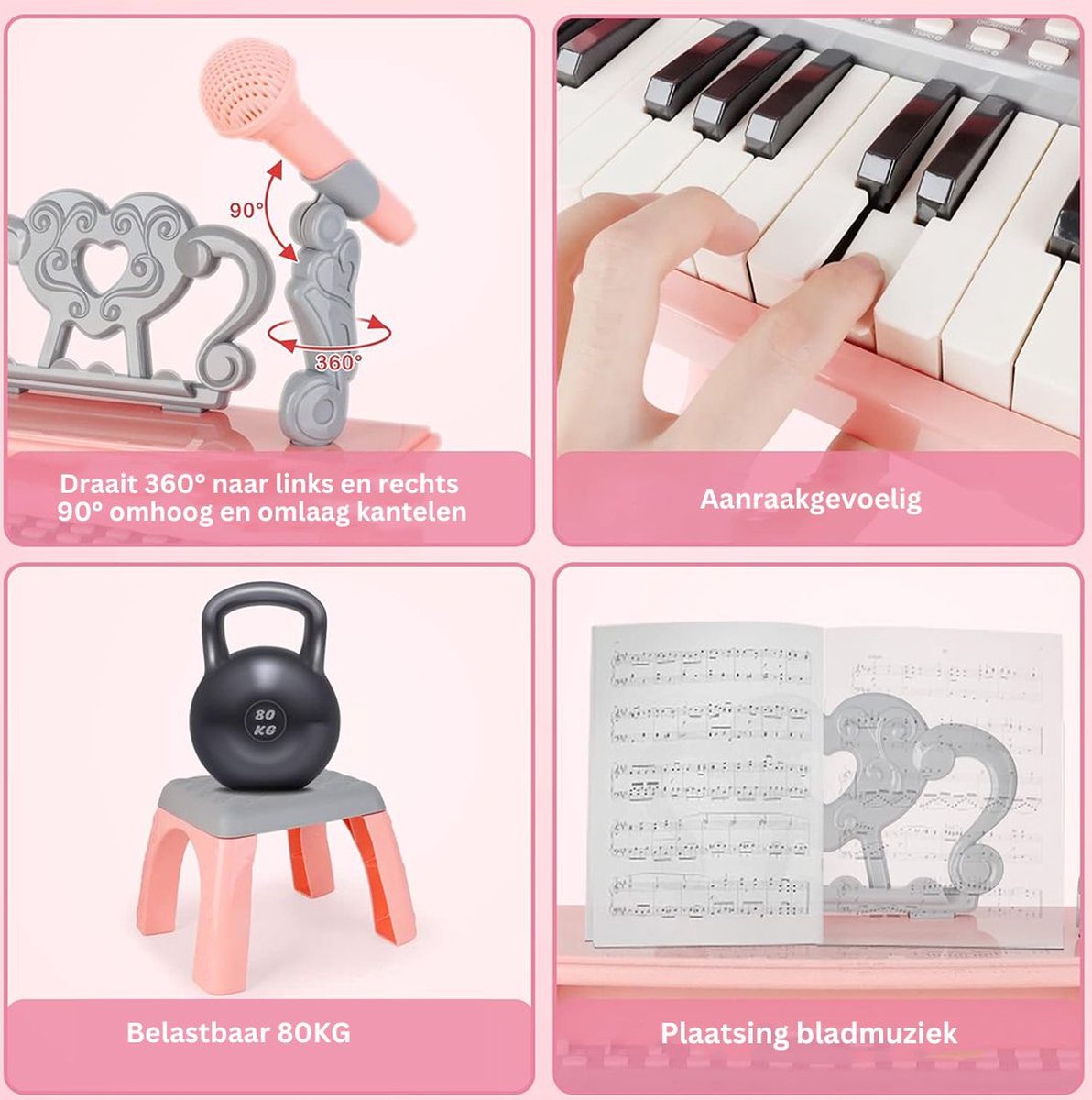White-label Kinder Piano Roze Grijs