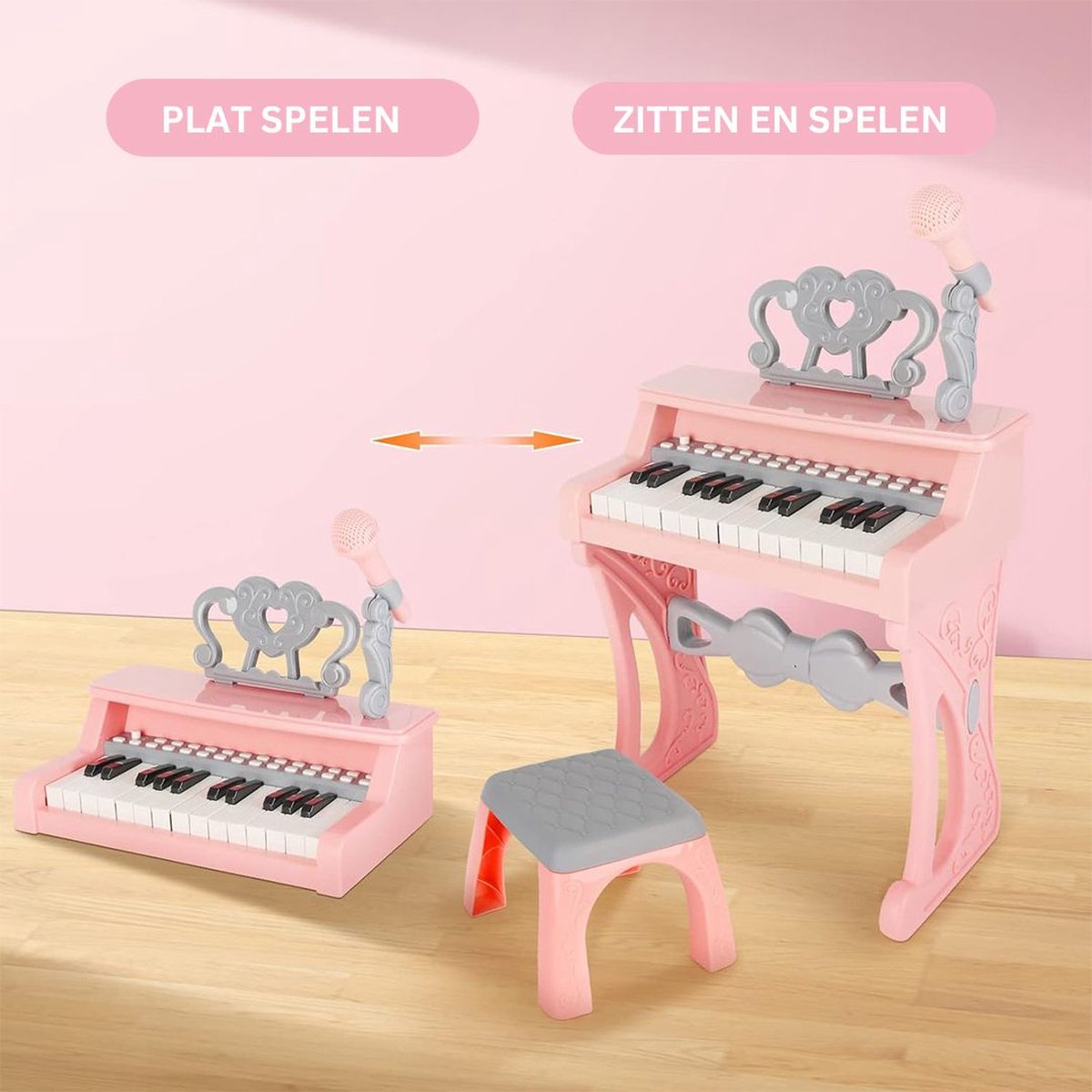 White-label Kinder Piano Roze Grijs