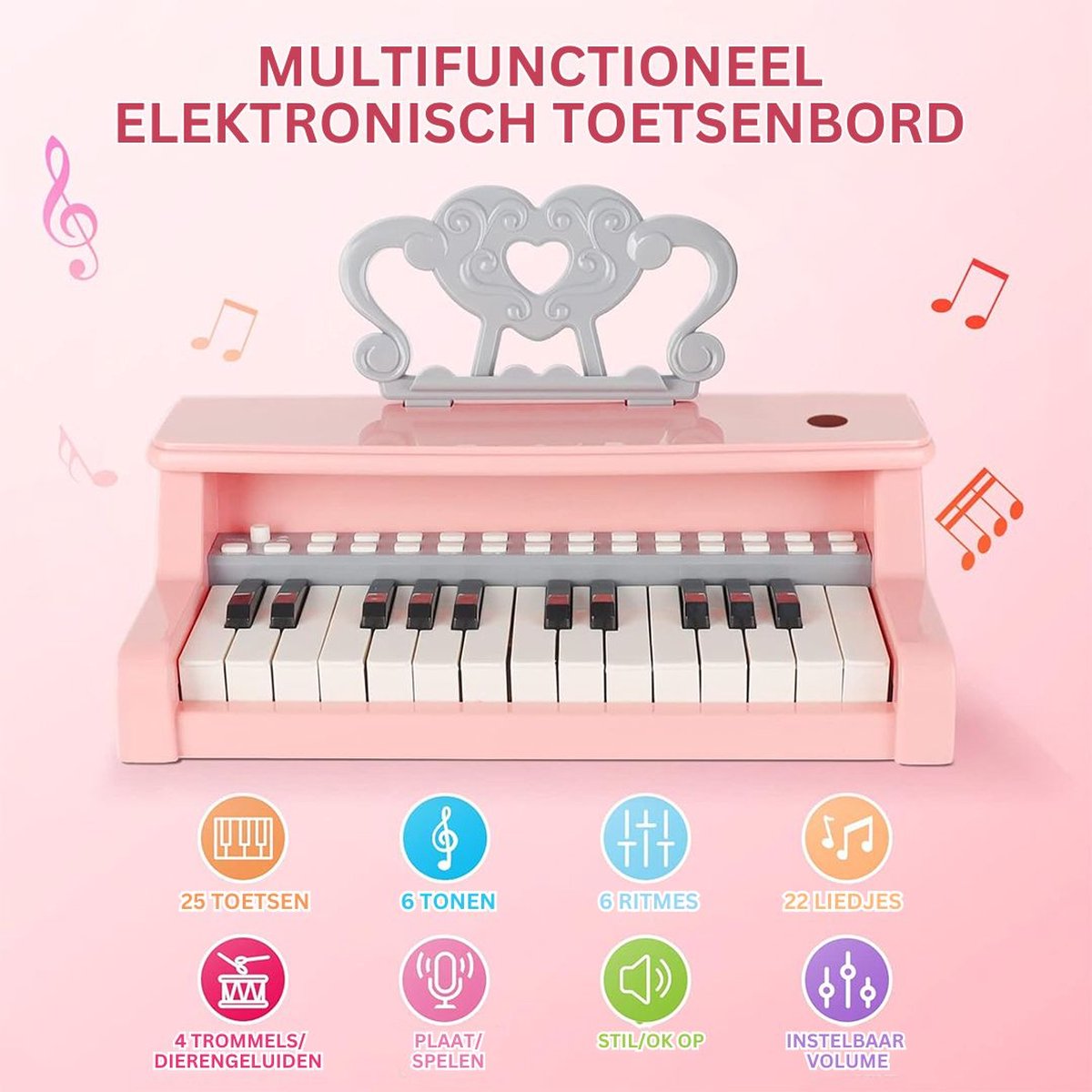 White-label Kinder Piano Roze Grijs