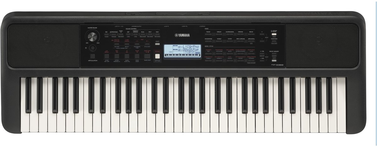 De Yamaha PSR-E383 Keyboard 61 toetsen in één oogopslag