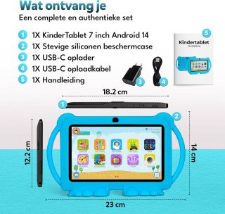 Wat vinden we goed aan de KinderTablet – 7 Inch – Vanaf 3 jaar – Android 14 – 4GB RAM – 32GB – WiFi – Beschermhoes – Blauw - Quadcore