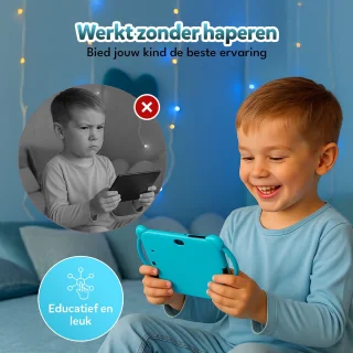 KinderTablet – 7 Inch – Vanaf 3 jaar – Android 14 – 4GB RAM – 32GB – WiFi – Beschermhoes – Blauw - Quadcore