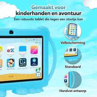 KinderTablet – 7 Inch – Vanaf 3 jaar – Android 14 – 4GB RAM – 32GB – WiFi – Beschermhoes – Blauw - Quadcore