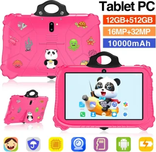 LifeStages - Kindertablet vanaf 3 jaar - Kindertablet 7in - Kindertablet Android 14 - Kindertablet Wifi - Kindertablet Bluetooth - Kindertablet 12gb 256 gb - Roze