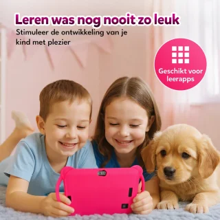 KinderTablet – 7 Inch – Vanaf 3 jaar – Android 14 – 4GB RAM – 32GB – WiFi – Beschermhoes – Roze - Quadcore