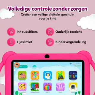 KinderTablet – 7 Inch – Vanaf 3 jaar – Android 14 – 4GB RAM – 32GB – WiFi – Beschermhoes – Roze - Quadcore
