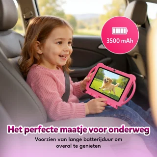 KinderTablet – 7 Inch – Vanaf 3 jaar – Android 14 – 4GB RAM – 32GB – WiFi – Beschermhoes – Roze - Quadcore