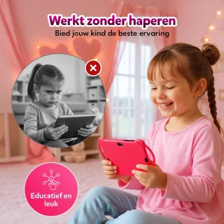 KinderTablet – 7 Inch – Vanaf 3 jaar – Android 14 – 4GB RAM – 32GB – WiFi – Beschermhoes – Roze - Quadcore
