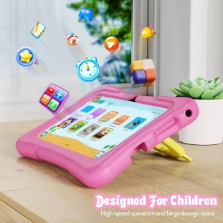 7 Inch Kindertablet met Android 11 – 32GB, Wifi, Bluetooth, Dual Camera en Educatieve Software – Inclusief Beschermcase voor Kinderen | Kindertablet met Educatieve Apps, Kindvriendelijke Tablet, Tablet voor Jongeren