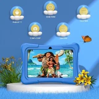 7 Inch Kindertablet met Android 11 – 32GB, Wifi, Bluetooth, Dual Camera en Educatieve Software – Inclusief Beschermcase voor Kinderen | Kindertablet met Educatieve Apps, Kindvriendelijke Tablet, Tablet voor Jongeren
