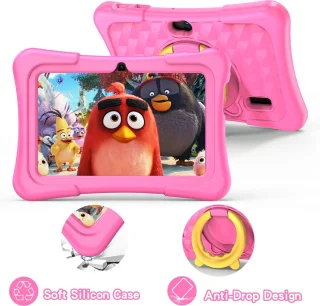 7 Inch Kindertablet met Android 11 – 32GB, Wifi, Bluetooth, Dual Camera en Educatieve Software – Inclusief Beschermcase voor Kinderen | Kindertablet met Educatieve Apps, Kindvriendelijke Tablet, Tablet voor Jongeren