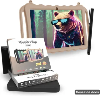 Kindertablet HD+ 10.1 inch Android 13 - Ook voor volwassenen - Google Play - NL apps - Simkaart - Wifi Icl. alle accessoires - 128 GB + 12 GB - Octo core - WonderTap Pro - Zand