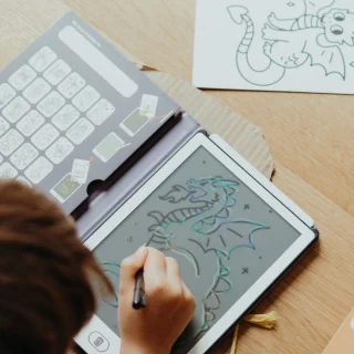 BEAU by Bo Kidywolf Kidydraw Mini Tekenboek met LCD-scherm Oceanen en Piraten + Refill Once upon a time & Animals