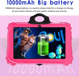 Kindertablet vanaf 3 jaar - Kindertablet 7 inch - Android 14 - Google Play Ondersteuning - Wifi - Bluetooth - 12GB - Beschermhoes - Roze