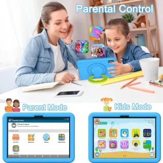 Mrs. Jones 10.1 Inch Kids Tablet Children's Tablet with WiFi Android 13 Tablet 8RAM 128ROM Netflix Educational Tablet with 6000mAh Battery Parental Control Bluetooth Dual Camera-Blue .