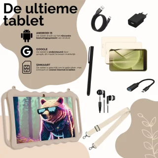 NilaFee® - Kids Tablet - Kindertablet - Volwassenen - Tablet voor kinderen - Zand - Kindertablet vanaf 3 jaar -Compleet pakket -