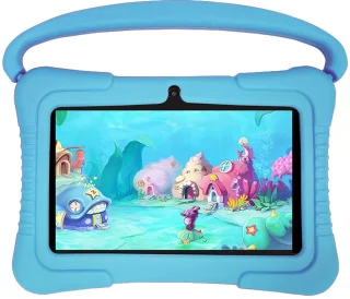 Gloovon - Kindertablet 7 Inch - 2+32GB Geheugen - Vanaf 3 Jaar - Ouderlijk Toezicht - Ook Voor Volwassenen - Incl. Blauw Beschermhoes