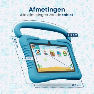 Gloovon - Kindertablet 7 Inch - 2+32GB Geheugen - Vanaf 3 Jaar - Ouderlijk Toezicht - Ook Voor Volwassenen - Incl. Blauw Beschermhoes