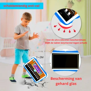 GrabAndGo Kindertablet - 256 GB Opslag - 12 GB RAM - Vanaf 3 Jaar - Ouderlijk Toezicht - Blauw