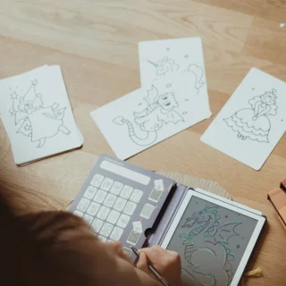 BEAU by Bo Kidywolf Kidydraw Mini Tekenboek met LCD-scherm Dieren over de wereld + Refill Dieren & Oceanen en Piraten