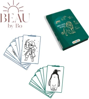 BEAU by Bo Kidywolf Kidydraw Mini Tekenboek met LCD-scherm Dieren over de wereld + Refill Dieren & Oceanen en Piraten