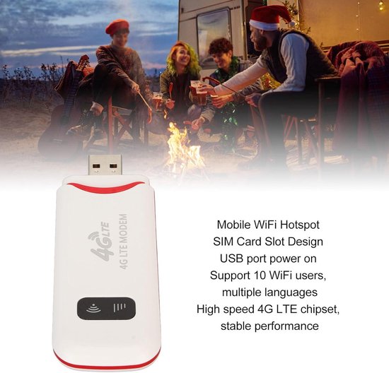 4G LTE WiFi Modemdongle met Simkaartsleuf - Mobiele Router 300 Mbps