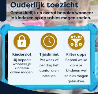 AngelTech Kinder Tablet PRO MAX Blauw + Kinderkoptelefoon Combipakket