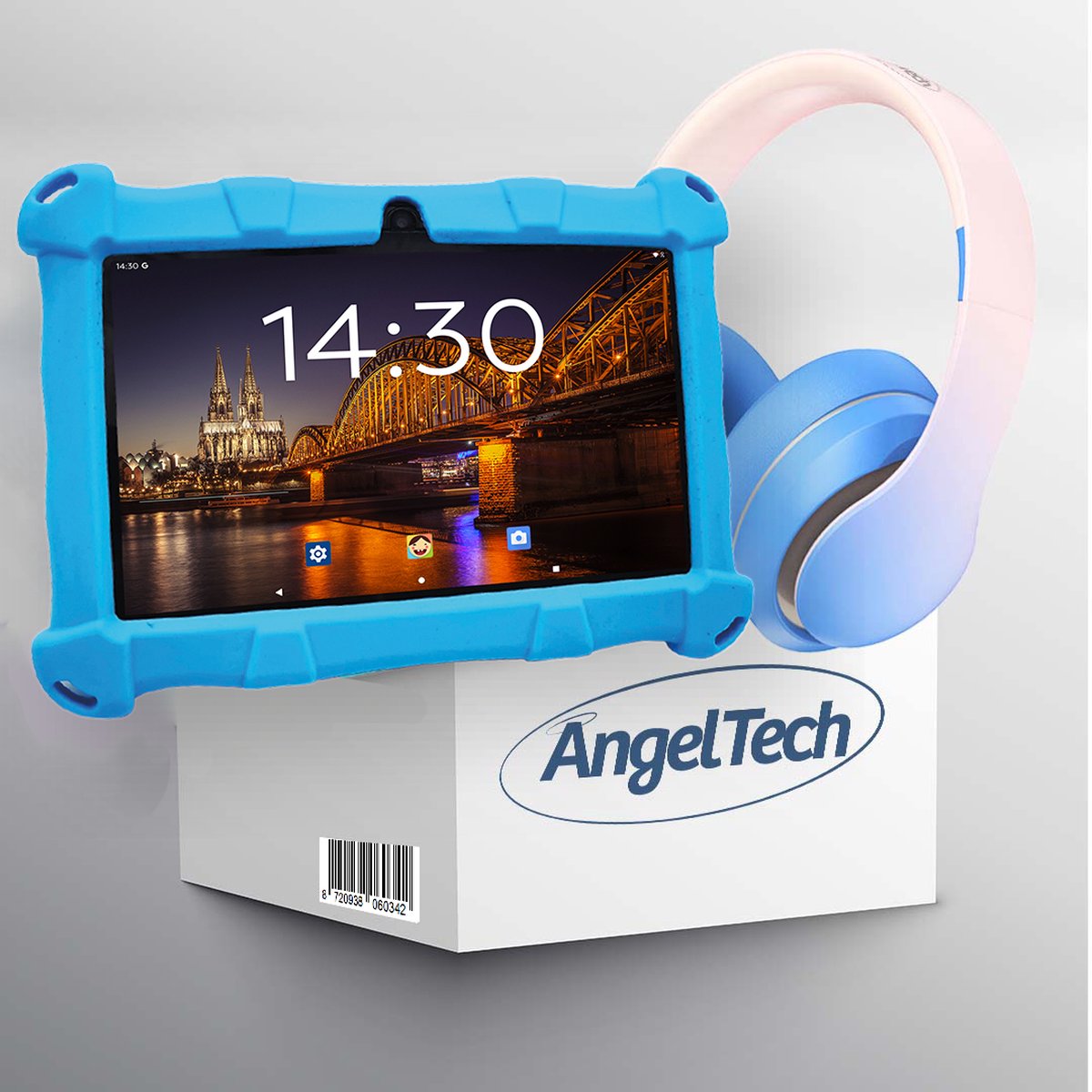 AngelTech Kinderpakket Slim - Kindertablet en Kinderkoptelefoon Blauw