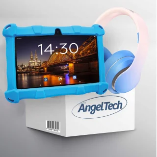 AngelTech Kinderpakket Slim - Kindertablet en Kinderkoptelefoon Blauw