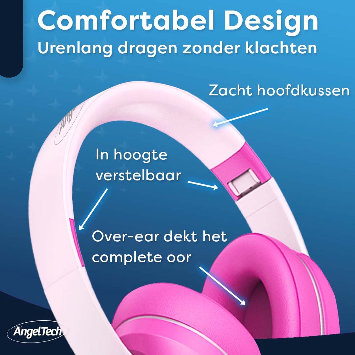 AngelTech Kinderpakket Slim - Kindertablet en Kinderkoptelefoon Roze
