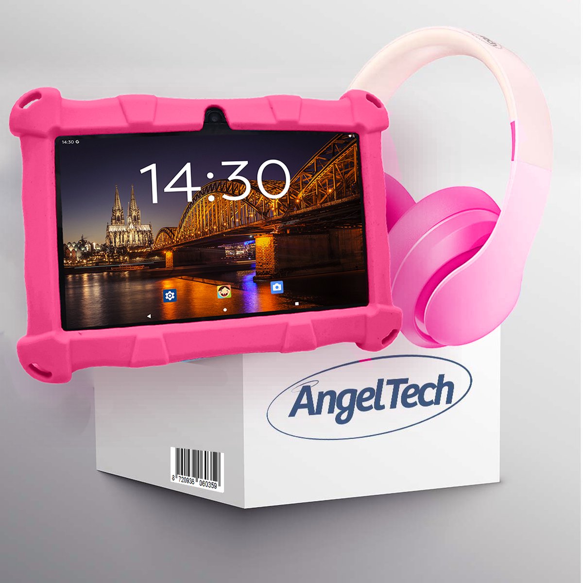 AngelTech Kinderpakket Slim - Kindertablet en Kinderkoptelefoon Roze