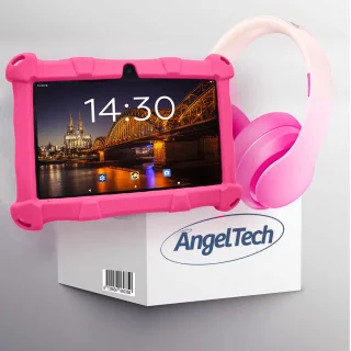 AngelTech Kinderpakket Slim - Kindertablet en Kinderkoptelefoon Roze