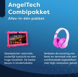 AngelTech Kinderpakket Slim - Kindertablet en Kinderkoptelefoon Roze