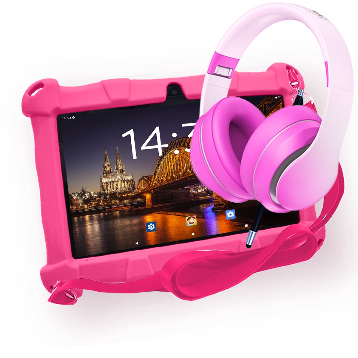 AngelTech Kinderpakket Slim - Kindertablet en Kinderkoptelefoon Roze