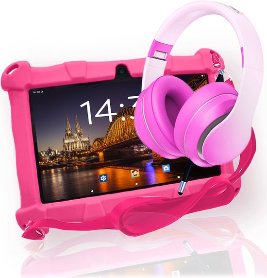 AngelTech Kinderpakket Slim - Kindertablet en Kinderkoptelefoon Roze