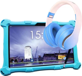 AngelTech Kinderpakket XL - Kindertablet XL en Kinderkoptelefoon - Blauw