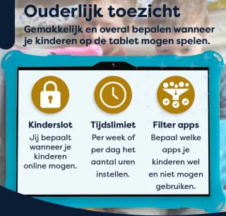 AngelTech Kinderpakket XL - Kindertablet XL en Kinderkoptelefoon - Blauw