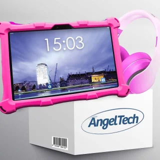 AngelTech Kinderpakket XL - Kindertablet XL + Kinderkoptelefoon Roze