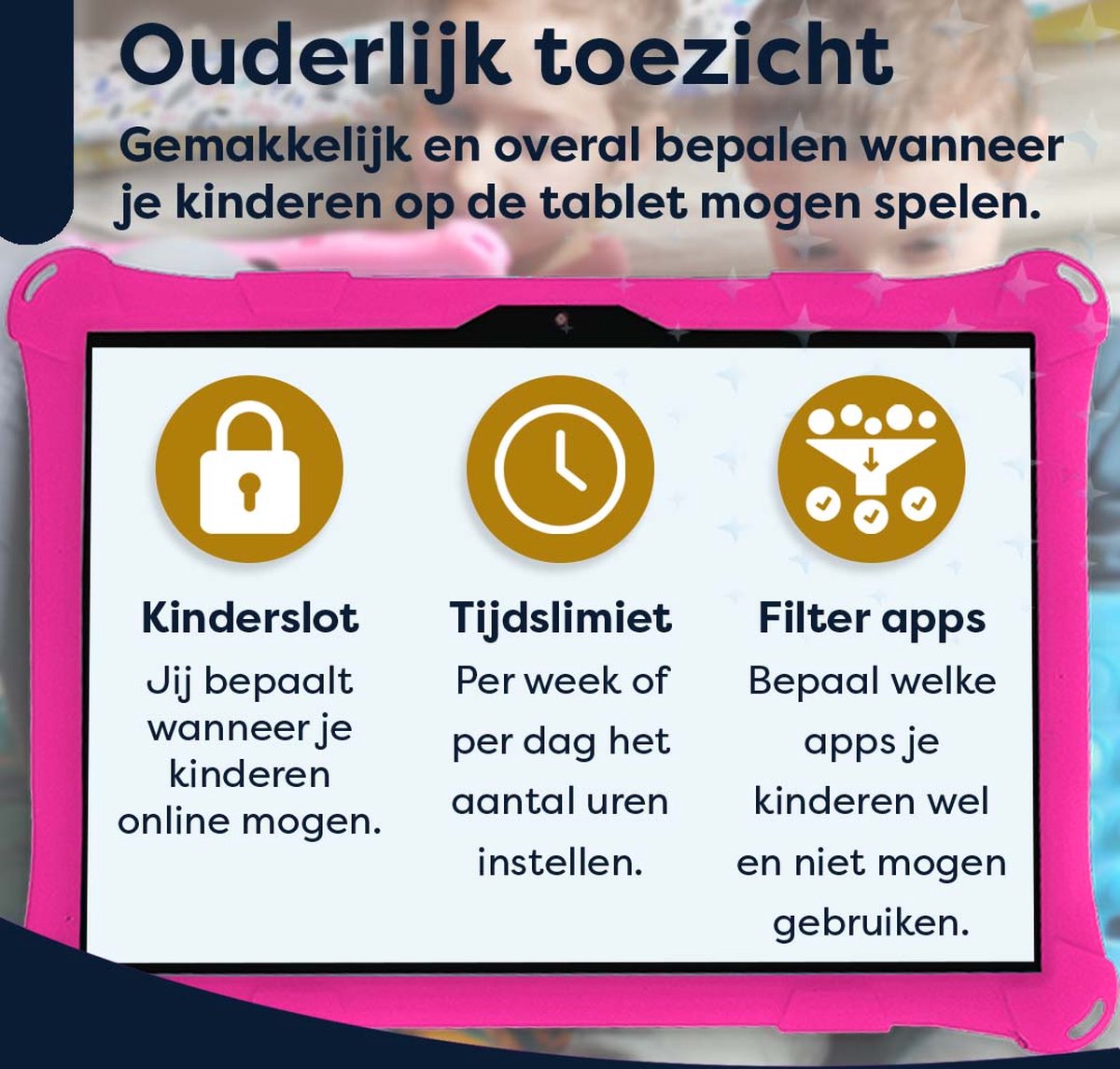 AngelTech Kinderpakket XL - Kindertablet XL + Kinderkoptelefoon Roze