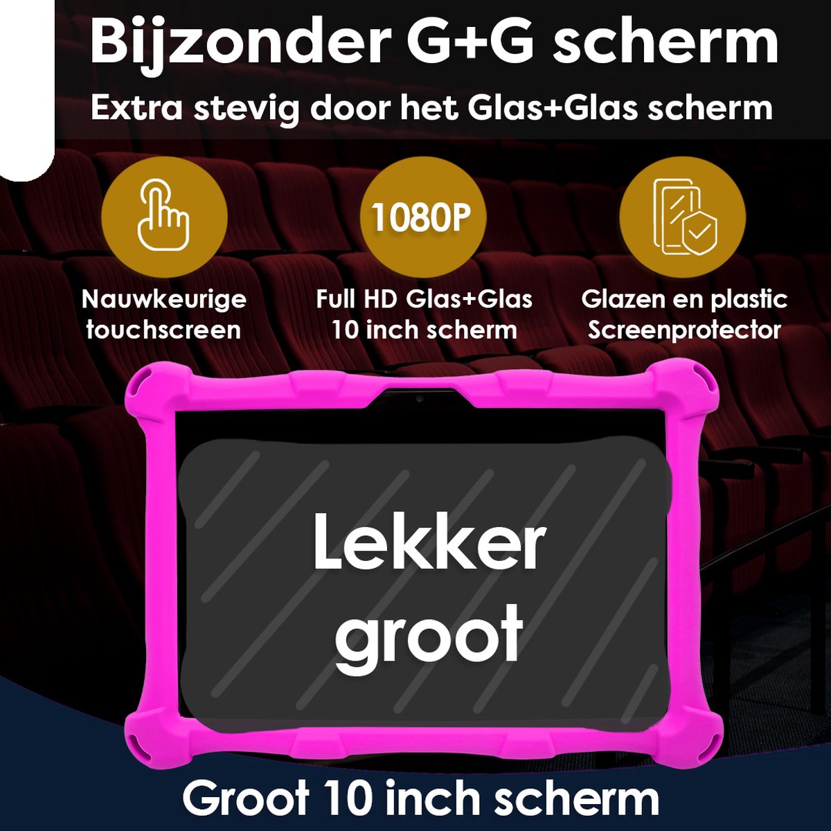 AngelTech Kinderpakket XL - Kindertablet XL + Kinderkoptelefoon Roze