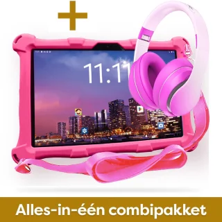 AngelTech Kinderpakket XL PRO II - Kindertablet en Kinderkoptelefoon Roze